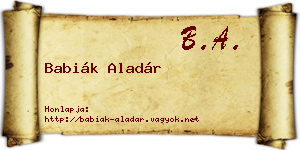 Babiák Aladár névjegykártya